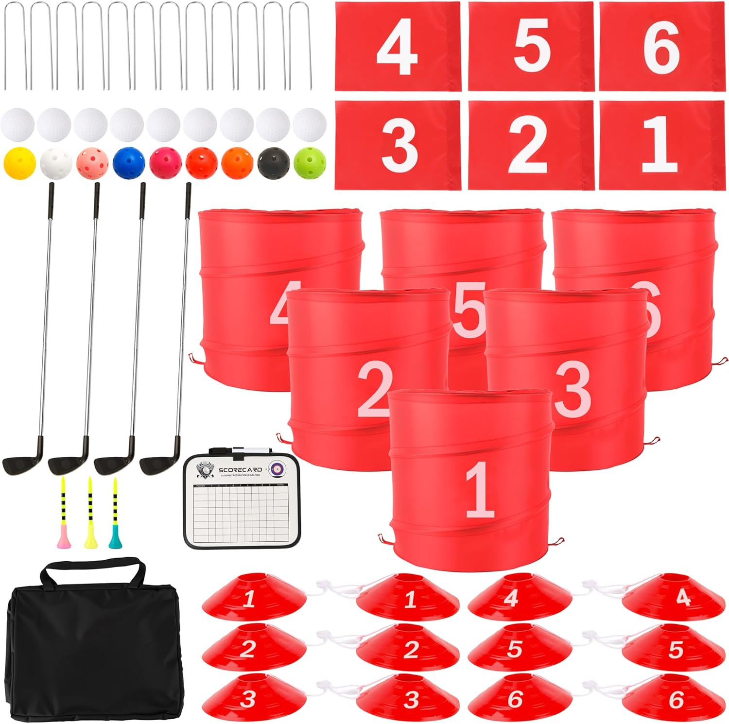 Game Set - 4 Clubs, 6 Holes For Family Fun Outdoors & Indoor