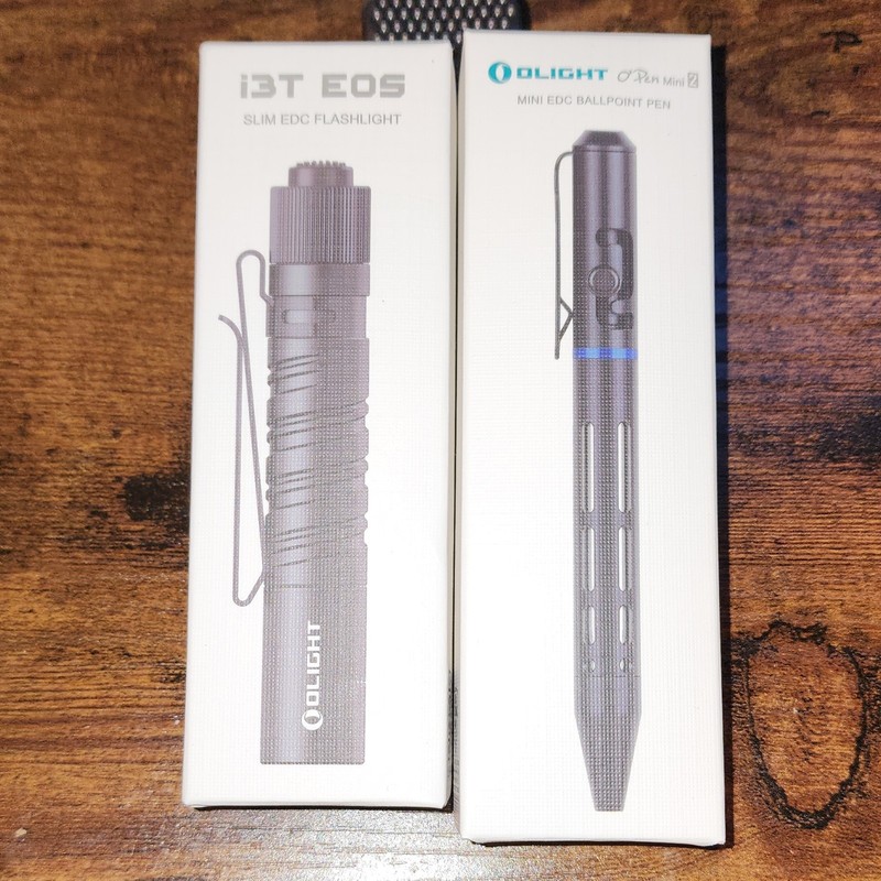 Olight i3T EOS LED Flashlight IPX8 Gray Aluminum & O Pen mini 2 in Black