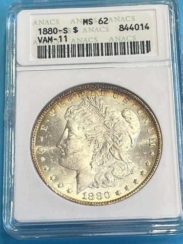 1880-S Morgan Silver Dollar MS 62 ANACS VAM-11 Old Holder
