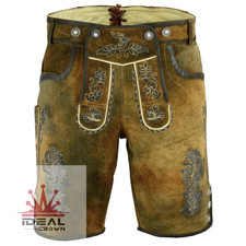 Men Lederhosen Oktoberfest German Costume Bavarian Suede Leather Shorts Trachten