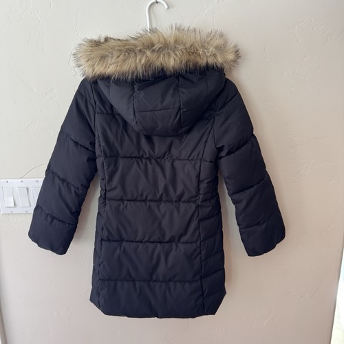 EXCELLENT!! GAP KIDS Black Coat Faux Fur Hood Medium - Picture 2 of 4