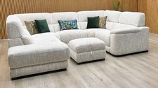 Furniture Village ‘Nova’ Left Hand Chaise End Sofa & Storage Footstool Biege NEW