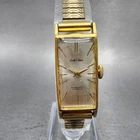 Seiko Venus Tank Watch Women 15mm Silver Dial Gold Tone 5514 Manual Runs