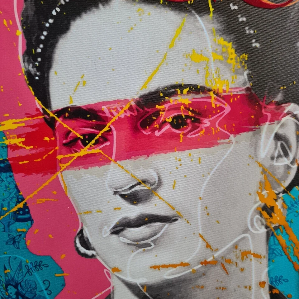 LA ROUGE -FRIDA KAHLO polimaterial serigrafía sobre lienzo arte pop callejero... Foto 4 de 4