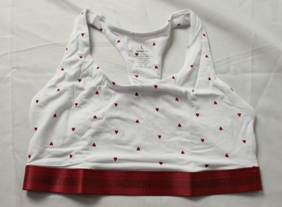 Woxer Women's Boss 2.0 Small Hearts Print Sports Bra NN7 White Large NWT