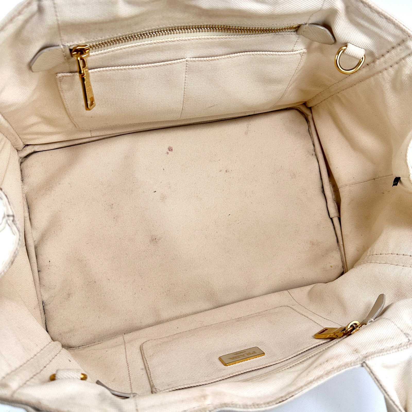 PRADA Canapa tote bag 2way Canvas Logo White Auth thumbnail 23