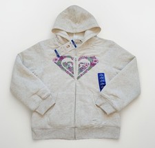 Roxy girls fleece hoodie jacket LARGE 14/16 sherpa lined full zip white
