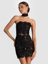 ALICE & OLIVIA(6)"GEORGIE"SEQUIN LACE CORSET STRAPLESS MINI DRESS NWTMSRP$660