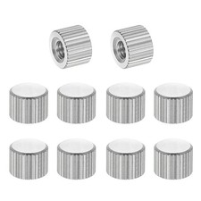10pcs M4 Knurled Thumb Nuts Steel Flat Head Blind Hole D8mm x H6mm