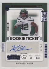 2021 Contenders Rookie Ticket RPS Preview Blue 21/23 Michael Carter Auto 0c6