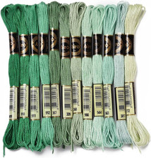 12 Skeins 105 Yards 6 Ply Variegated Embroidery Thread Floss Green Gradient Crew