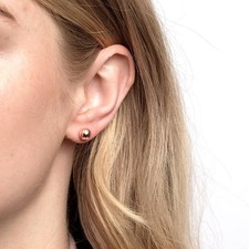 14K Solid Gold Ball Stud Earrings: Hypoallergenic, Many Sizes, Yellow/White/Rose
