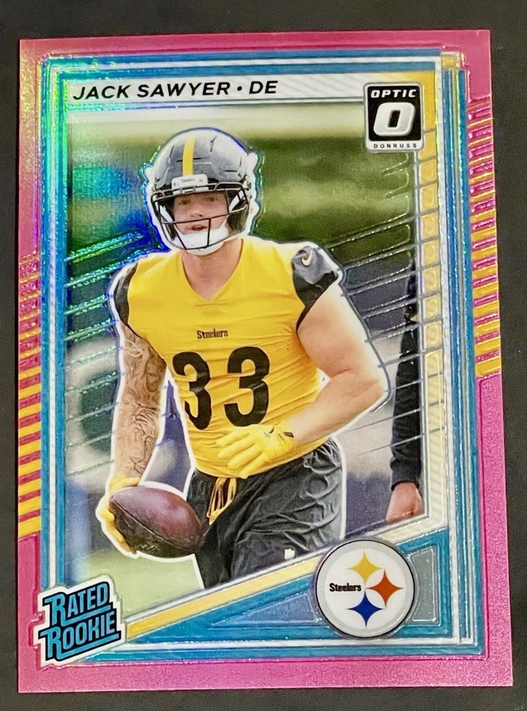 2025 Donruss Jack Sawyer Rated Rookie Pink Optic Preview RC #390 Steelers