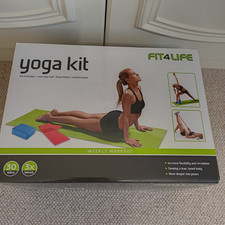 Yoga Kit including mat, stretch band and foam block
