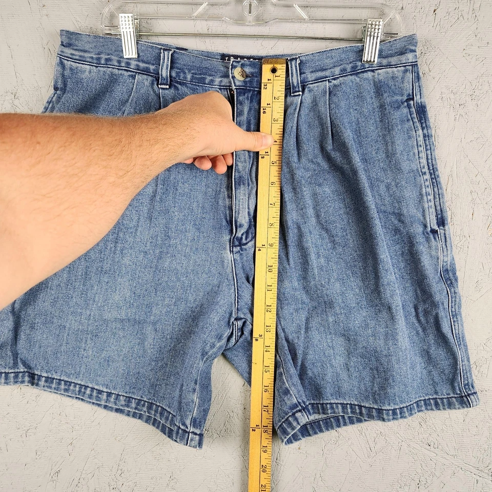 Vintage Trader Bay Shorts Mens 34 Blue Denim Relaxed Fit Pleated Casual Jean 90s - Image 4 of 4
