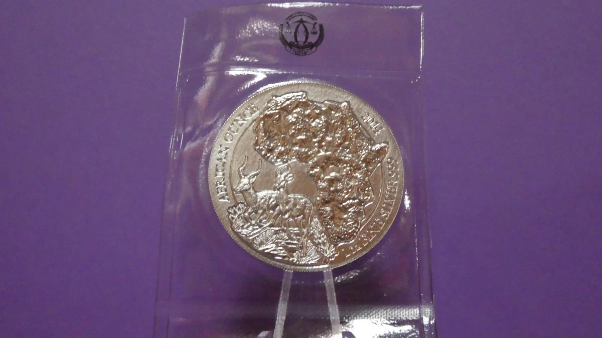 Ruanda 50 Francs 2014 Antílope African Ounce. 1 oz Ag 999 envase original S/C