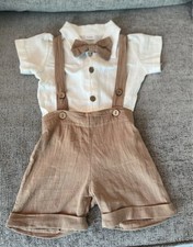 Baby Brown Dungaree Set 9-12months#cute# Smart#Linen# Perfect for Summer