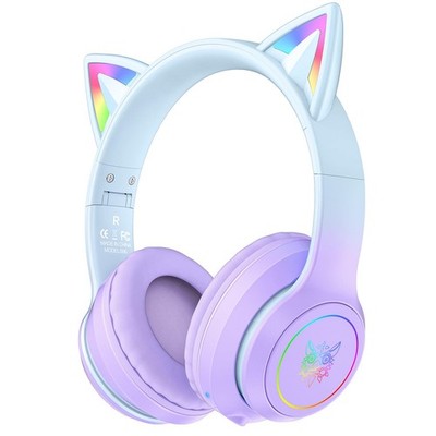 Cat Ear Bluetooth Headphones with Micphone for & Adults, Light Up Wireless HI...