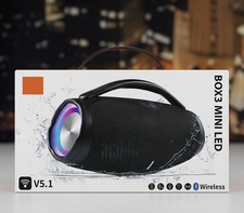 BOX3 MINI LED Wireless Bluetooth V5.1 Boombox Speaker, Black
