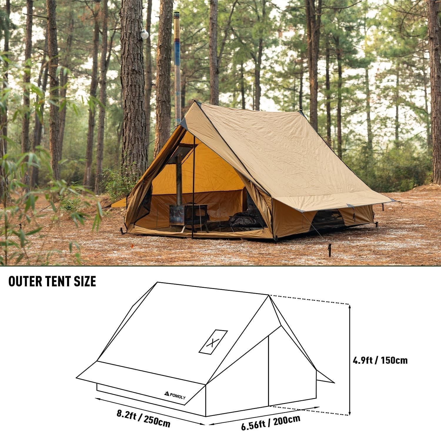 Portable Wall Tent with Integrated Ground Sheet, 4 Season