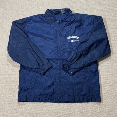 Vintage Starter Nylon Coach Jacke Herren Medium Loose Fit 90s Navy USA Taschen
