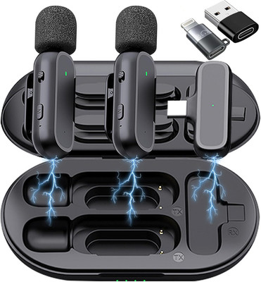 2 Pack Professional Wireless Lavalier Microphone for Iphone Ipad Android with Ch