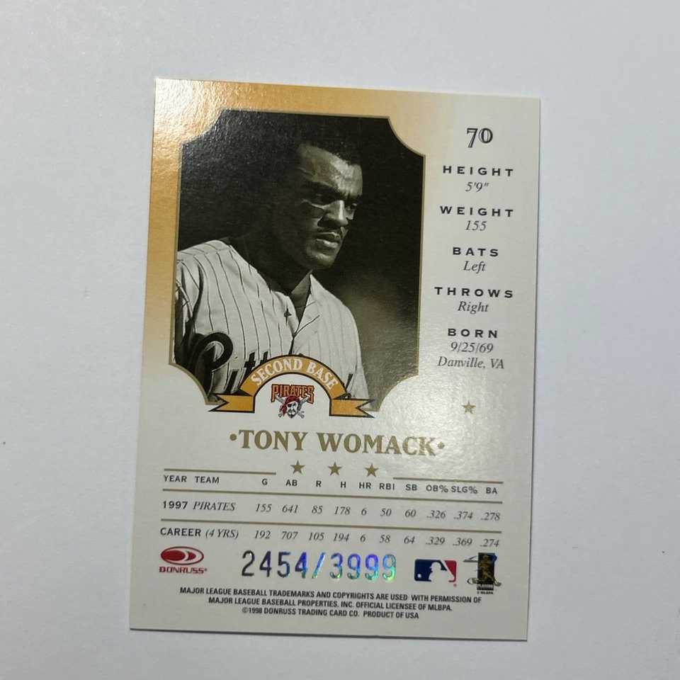 1998 Leaf Fractal Foundation - Tony Womack #70 /3999 - Image 3 of 3