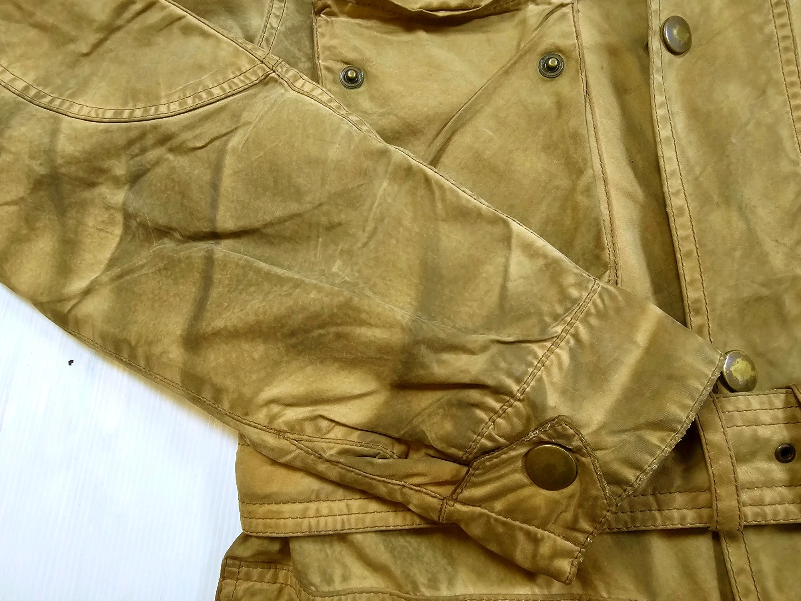 HOT VTG Men BELSTAFF TRAILMASTER BIKER PARKA BELTED KHAKI WAXED Jacket L (Fit M) - product detail image 12