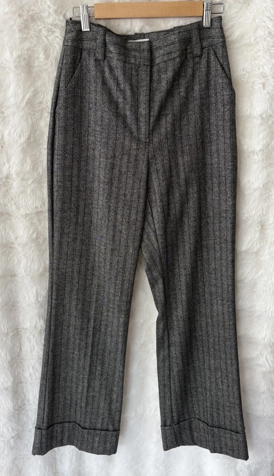 CUE серый елочка в тонкую полоску широкие ноги с манжетами размер 8 - Изображение 4 из 4