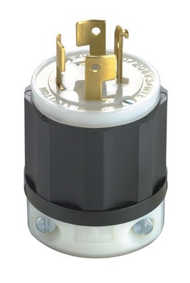 Leviton 07411-00C Black/White Nylon 20A 120/208V 4-Pole 4-Wire Locking Plug
