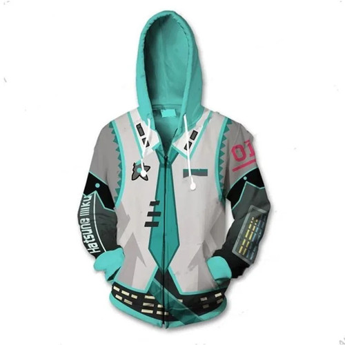 Hatsune Miku Anime Hoodie Cosplay Sweatshirt Mikuo Luo Tianyi Zip Jacke Mantel - Bild 10 von 21
