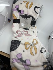 Image of Deco BOWS Skulls Pumpkins Soft Plush Throw Blanket Halloween 50x70 NWT