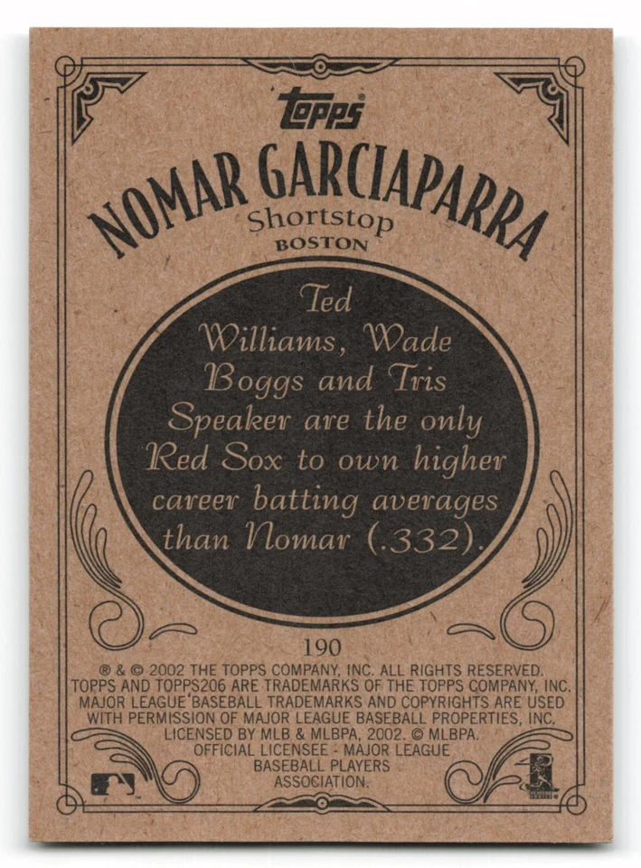 2002 Topps 206 #190 NOMAR GARCIAPARRA  Boston Red Sox     NICE CARD !!! - Image 2 of 2