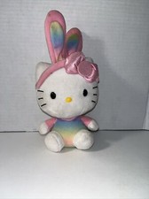 Ty Sanrio Hello Kitty Easter Beanie Babies Plush Rainbow Bunny Pastel Ears Shirt
