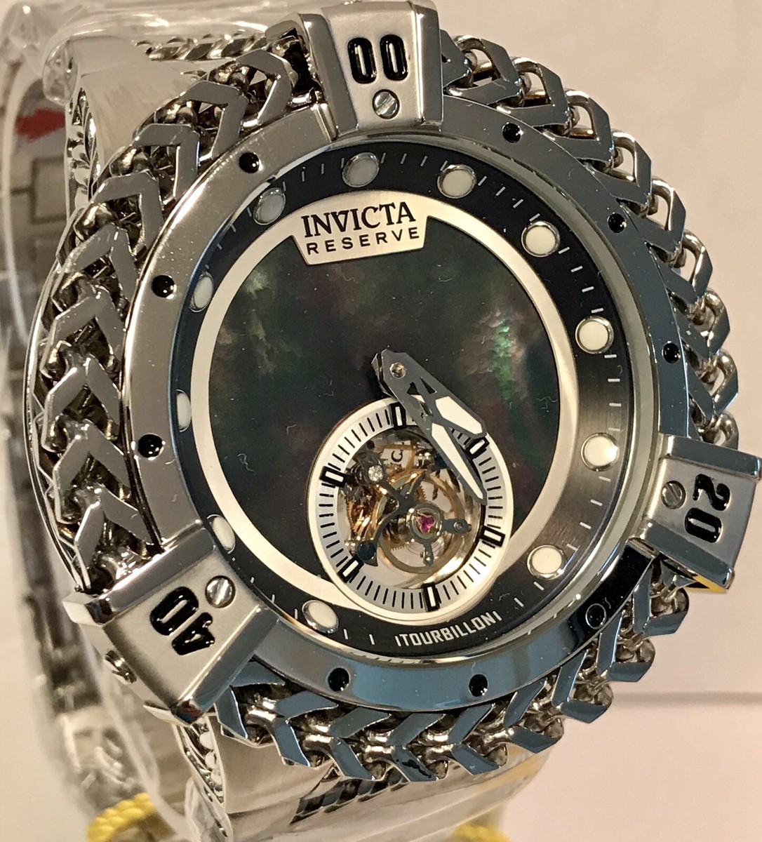 56mm TOURBILLON | Black MOP Silvertone Bracelet | BOLT HERC