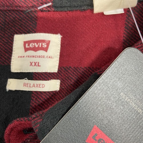 Levi’s Flannel Shirt Mens XXL Red Black The Worker Plaid Long Sleeve Relaxed New - Picture 7 of 12