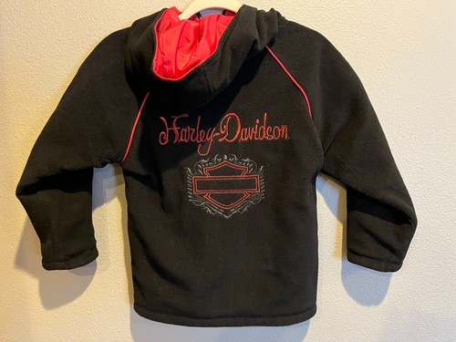 Boy's HARLEY DAVIDSON Red & Black Reversible Hooded Jacket Size 7/8 - Picture 10 of 12