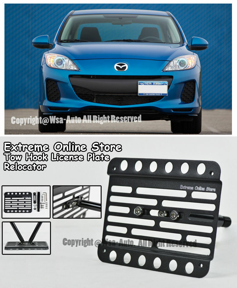 2010-2013 Mazda 3 Front Bumper Tow Hook License Plate Relocator Bracket