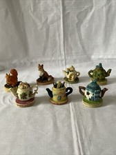 7x Tetley Tea GB Limited Ceramic Teapot Minature Ornaments and Mini Figures