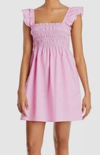 88 French Connection Women Pink Ruffle Strap Cotton Poplin Mini dress Size US 6