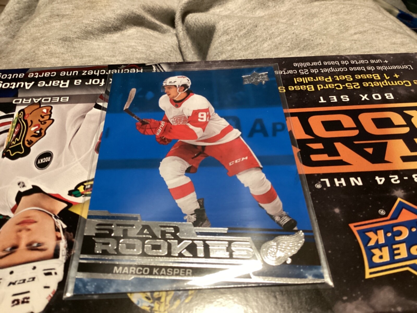 Marco Kasper 2023-24 Upper Deck Star Rookies Blue Parallel RC Card #24.