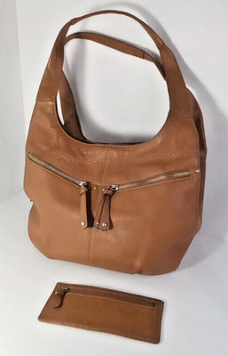 Tignanello Triple Entry Chestnut Brown Leather Handbag w/Mini Wallet, See Photos