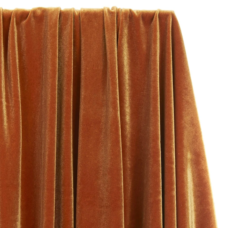 Copper Color Stretch Velvet Sewing Fabric 1.3 yd 60" Polyester/Spandex - Image 2 of 2