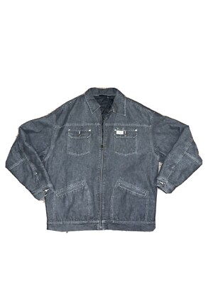 Vtg 90s ROCAWEAR Denim Jean Jacket Men's XL Blue Rap Hip Hop Metal