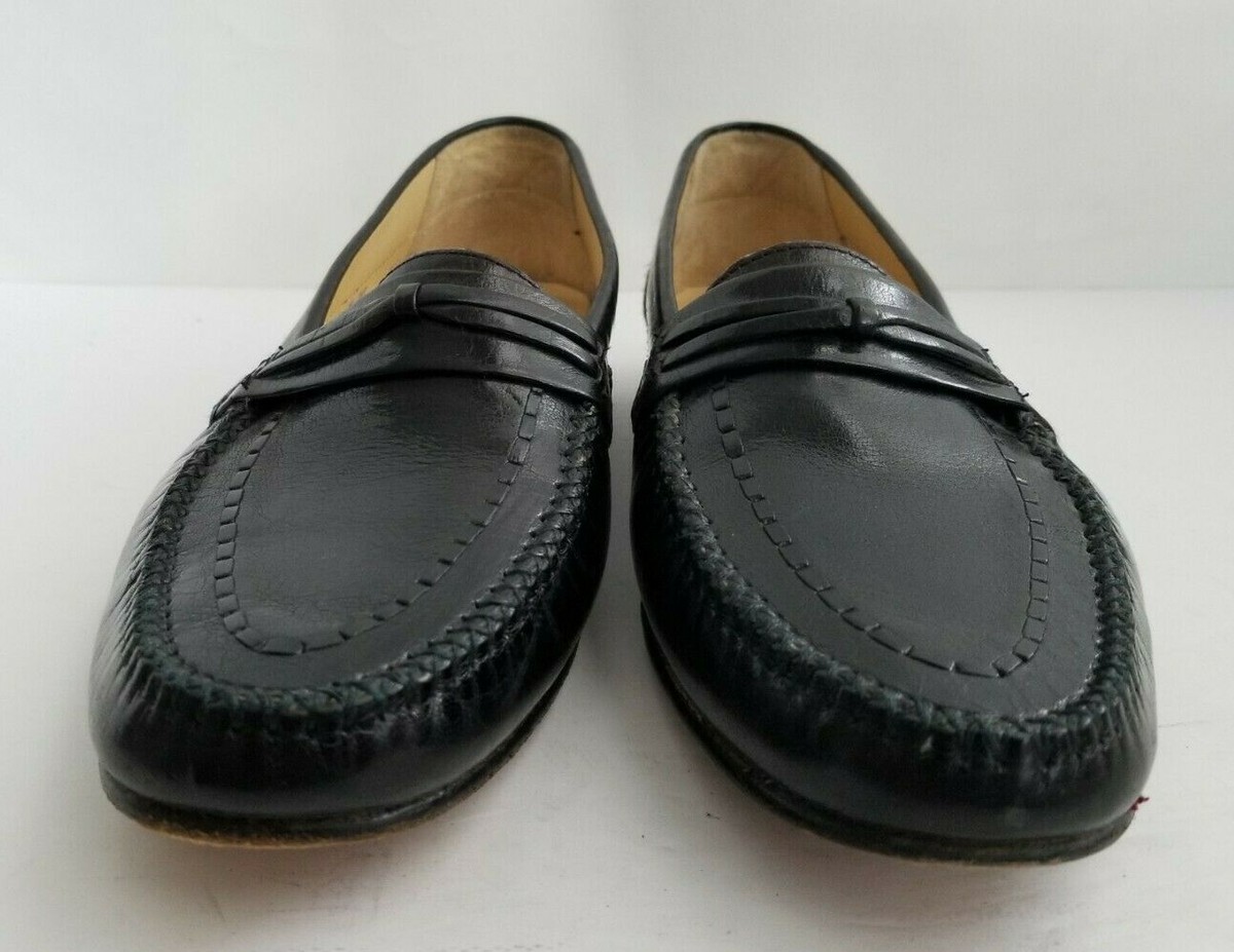 Freeman Loafers Black Leather Moc Almond Toe Stitch Design  display picture 2