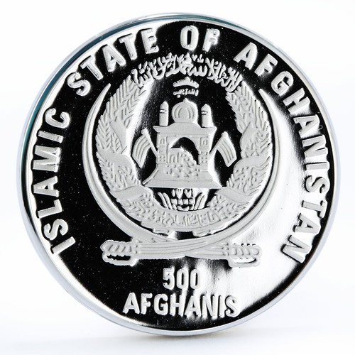 Afghanistan 500 afghanis Charles Linderbergh Plane colored silver coin 1996 - Picture 6 of 6