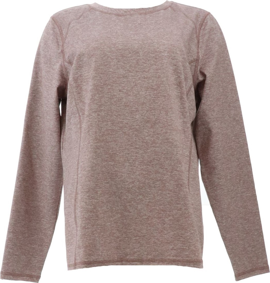 zuda Z-Ultrasoft Space Dye Long-Sleeve Crew-Neck Top Rose Taupe S
