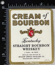 Cream of Bourbon Kentucky Straight Bourbon Whiskey Label - KENTUCKY