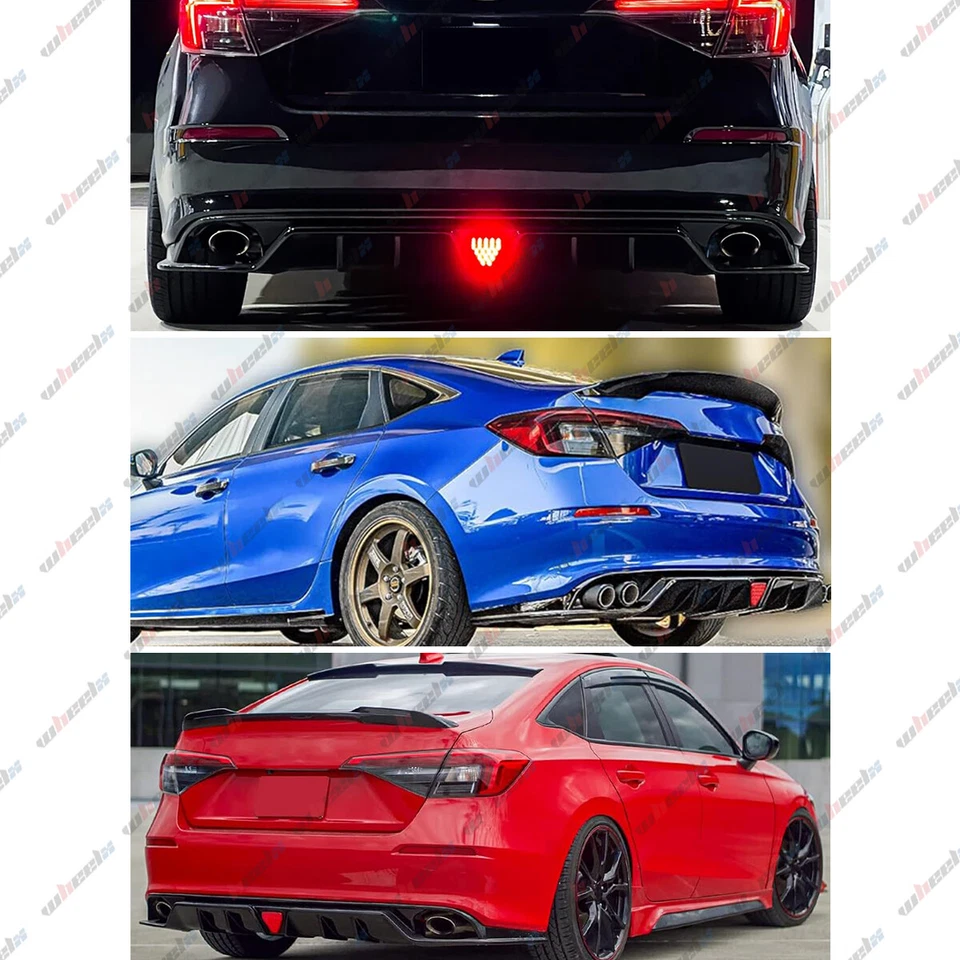 For 2022-2025 Honda Civic MC Style Fe180 Gloss Black Rear Diffuser W/ Led Light - Image 4 of 4