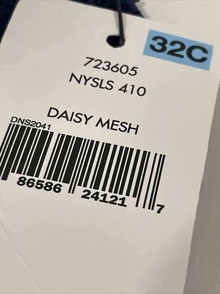 Sujetador con aros Betsey Johnson rosa lazo margarita malla correas ajustables azul talla 32C Foto 3 de 4